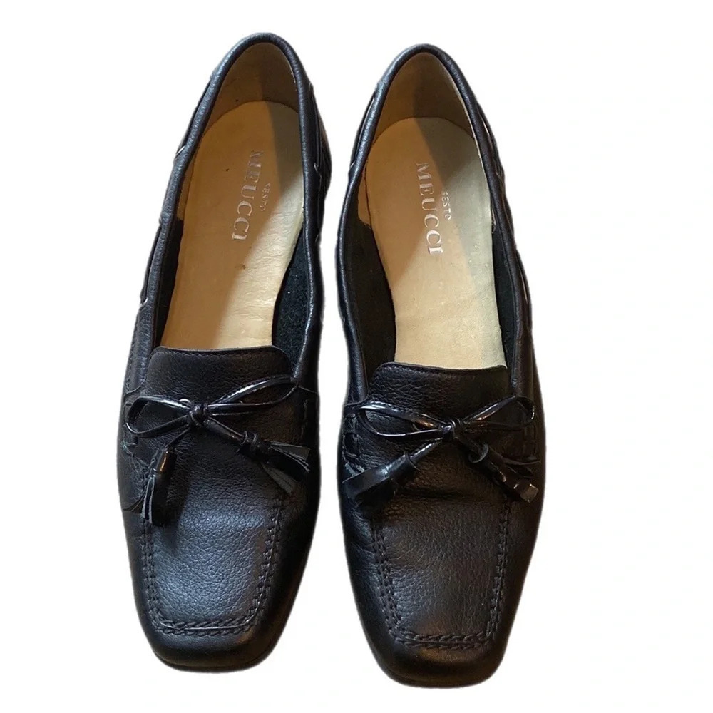 Sesto Meucci black Italian leather tassel loafers